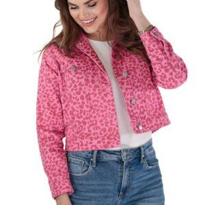 Cropped Leopard Denim Jacket